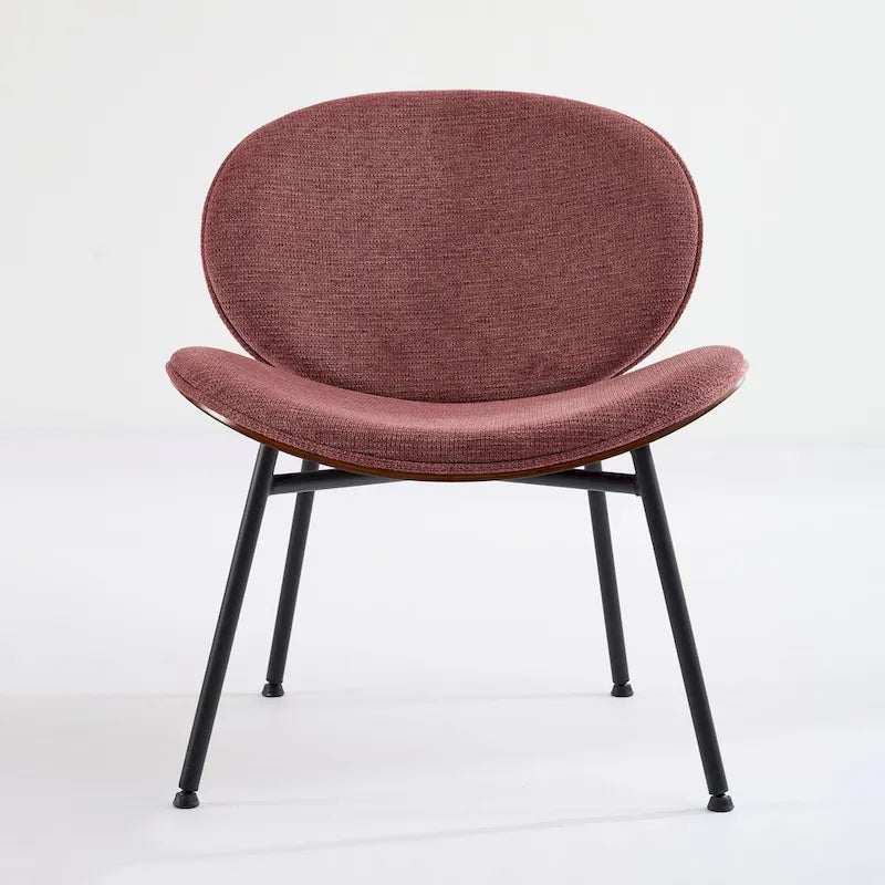 Mid-Century Modern Shell Chair Single Side Chair Tripod Black Leather Lounge Chair in Walnut Finish Comfortable Backrest
