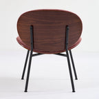 Mid-Century Modern Shell Chair Single Side Chair Tripod Black Leather Lounge Chair in Walnut Finish Comfortable Backrest