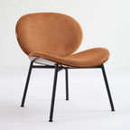 Mid-Century Modern Shell Chair Single Side Chair Tripod Black Leather Lounge Chair in Walnut Finish Comfortable Backrest