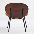 Mid-Century Modern Shell Chair Single Side Chair Tripod Black Leather Lounge Chair in Walnut Finish Comfortable Backrest