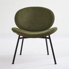 Mid-Century Modern Shell Chair Single Side Chair Tripod Black Leather Lounge Chair in Walnut Finish Comfortable Backrest