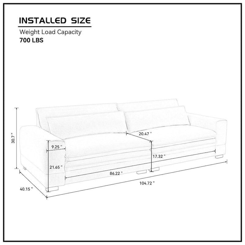 Mid-Century Sofa Couch Modern Upholstered Couch for Livingroom,Bedroom, Apartment, Home Office