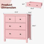 Cassettiera rosa a 3 cassetti per camera da letto, soggiorno, cameretta, ingresso e corridoio