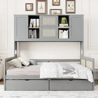 Holz-Tagesbett mit 2 Schubladen sowie integriertem Schrank und Regal