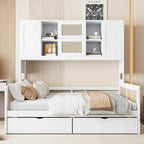 Holz-Tagesbett mit 2 Schubladen sowie integriertem Schrank und Regal