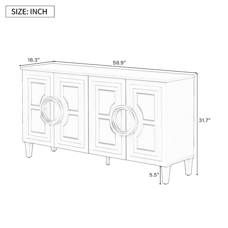 Console a 4 ante con maniglie rotonde