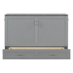 Queen Size Murphy Bed Wall Bed with drawer and a set of Sockets & USB Ports, Pulley Structure Design