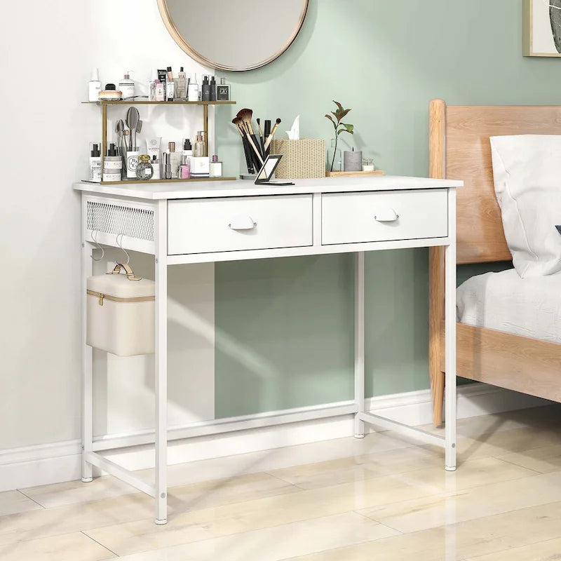 Space Saving Home Computer Desk with 2 Fabric Drawers 4