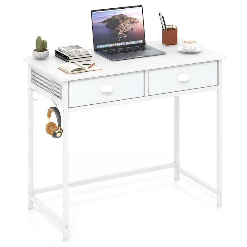 Space Saving Home Computer Desk with 2 Fabric Drawers 4