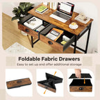 Space Saving Home Computer Desk with 2 Fabric Drawers 4