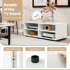Media Console 4-Cubby TV Stand Cabinet W/ Adjustable Shelves - 42 inches