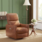 PU Leather Power Swivel Glider Recliner Chair Electric Rocker Recliner Chair with Lumbar Support & USB Port