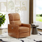PU Leather Power Swivel Glider Recliner Chair Electric Rocker Recliner Chair with Lumbar Support & USB Port