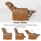 PU Leather Power Swivel Glider Recliner Chair Electric Rocker Recliner Chair with Lumbar Support & USB Port