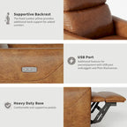 PU Leather Power Swivel Glider Recliner Chair Electric Rocker Recliner Chair with Lumbar Support & USB Port