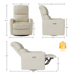 PU Leather Power Swivel Glider Recliner Chair Electric Rocker Recliner Chair with Lumbar Support & USB Port
