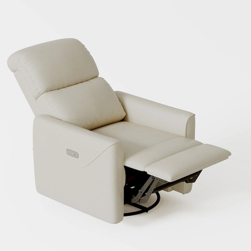 PU Leather Power Swivel Glider Recliner Chair Electric Rocker Recliner Chair with Lumbar Support & USB Port