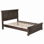 Brown King Size Traditional Style Pinewood Platform Bed with Wooden Slats Support for Bedroom