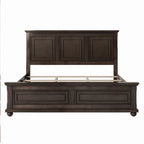 Brown King Size Traditional Style Pinewood Platform Bed with Wooden Slats Support for Bedroom
