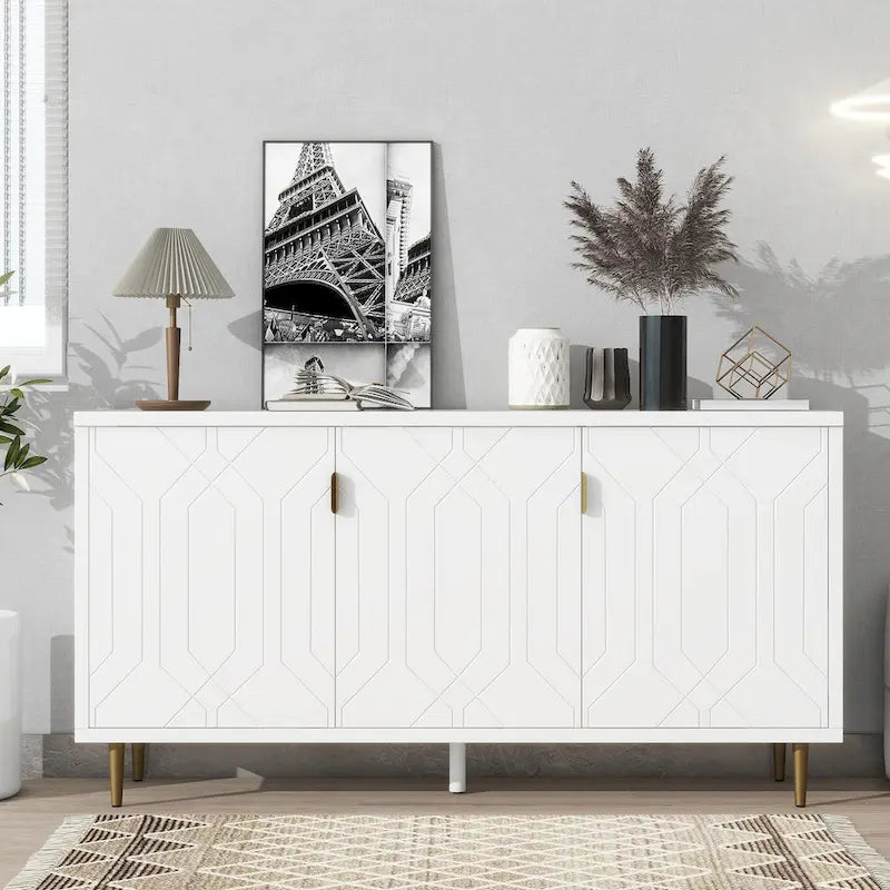 65 Modern TV Stand with Doors & Adjustable Shelves for TVs Up to 70