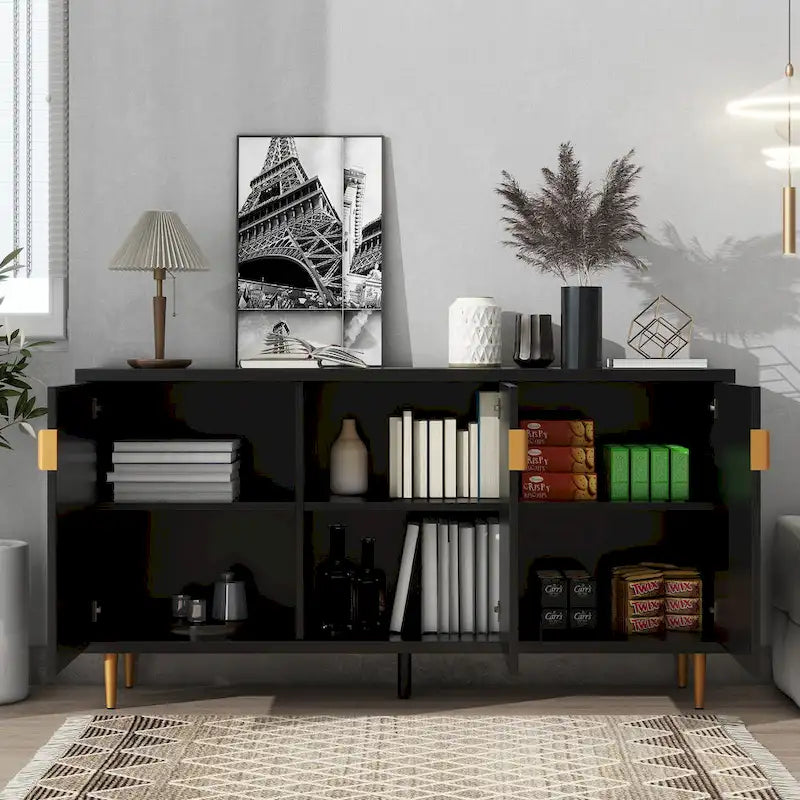 65 Modern TV Stand with Doors & Adjustable Shelves for TVs Up to 70