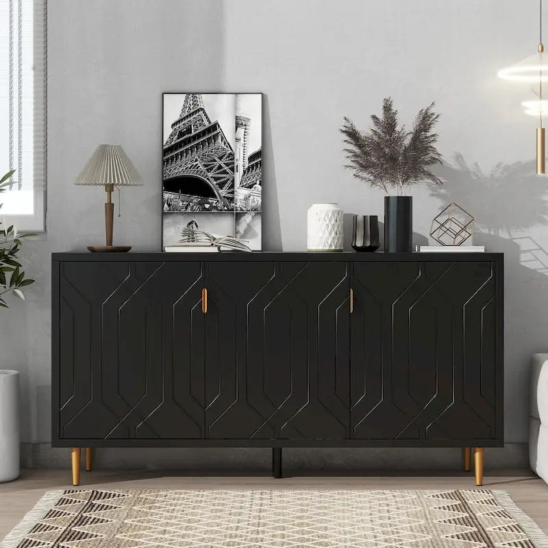 65 Modern TV Stand with Doors & Adjustable Shelves for TVs Up to 70