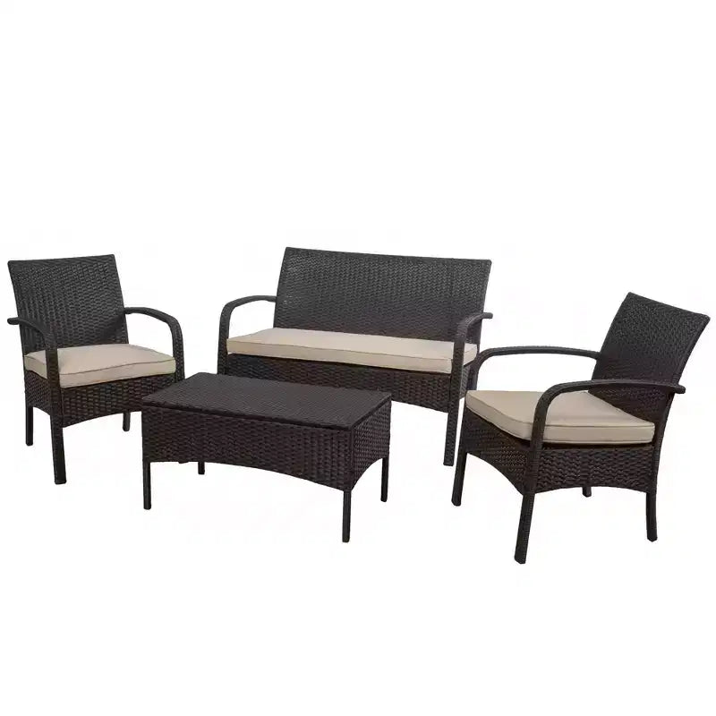 Cordoba 4pc Wicker Patio Chat Set with Cushions - Christopher Knight Home
