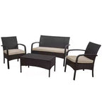 Cordoba 4pc Wicker Patio Chat Set with Cushions - Christopher Knight Home