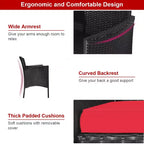 Costway Patio Rattan Conversation Set Seat Sofa Cushioned Loveseat Glass Table Chair Red\Turquoise