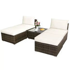 Costway 5PCS Patio Rattan Wicker Furniture Set Armless Sofa Ottoman Cushioned Garden