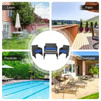 Costway 8PCS Patio Rattan Furniture Set Cushioned Chair Sofa Coffee Table White\Navy\Turquoise\Red