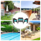Costway 8PCS Patio Rattan Furniture Set Cushioned Chair Sofa Coffee Table White\Navy\Turquoise\Red