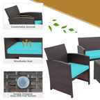 Costway 8PCS Patio Rattan Furniture Set Cushioned Chair Sofa Coffee Table White\Navy\Turquoise\Red