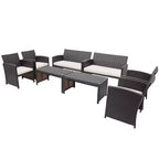 Costway 8PCS Patio Rattan Furniture Set Cushioned Chair Sofa Coffee Table White\Navy\Turquoise\Red