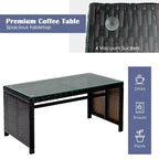Costway 8PCS Patio Rattan Furniture Set Cushioned Chair Sofa Coffee Table White\Navy\Turquoise\Red