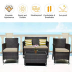 Costway 8PCS Rattan Patio Furniture Set Cushioned Sofa Chair Coffee Table Red\Brown\Turquoise
