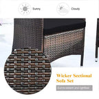 Costway 8PCS Rattan Patio Furniture Set Cushioned Sofa Chair Coffee Table Red\Brown\Turquoise
