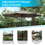 Emma and Oliver 5 Piece Patio Table Set - Synthetic Faux Teak Stackable Chairs - Faux Teak Table - Umbrella with Base