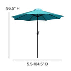 Emma and Oliver 5 Piece Patio Table Set - Synthetic Faux Teak Stackable Chairs - Faux Teak Table - Umbrella with Base