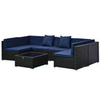 Outsunny 7-Piece Outdoor Patio Furniture Set with Modern Rattan Wicker, Perfect for Garden, Deck, and Backyard