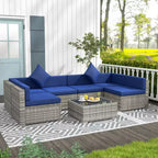 Outsunny 7-Piece Outdoor Patio Furniture Set with Modern Rattan Wicker, Perfect for Garden, Deck, and Backyard