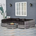 Outsunny 7-Piece Outdoor Patio Furniture Set with Modern Rattan Wicker, Perfect for Garden, Deck, and Backyard