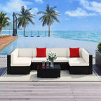 Outsunny 7-Piece Outdoor Patio Furniture Set with Modern Rattan Wicker, Perfect for Garden, Deck, and Backyard