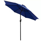 Merrick Lane 7 Piece Dining Set with Umbrella & Base - Steel Framed Table with Umbrella Hole & 4 Club Chairs
