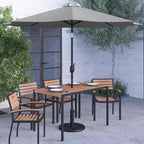 Merrick Lane 7 Piece Dining Set with Umbrella & Base - Steel Framed Table with Umbrella Hole & 4 Club Chairs