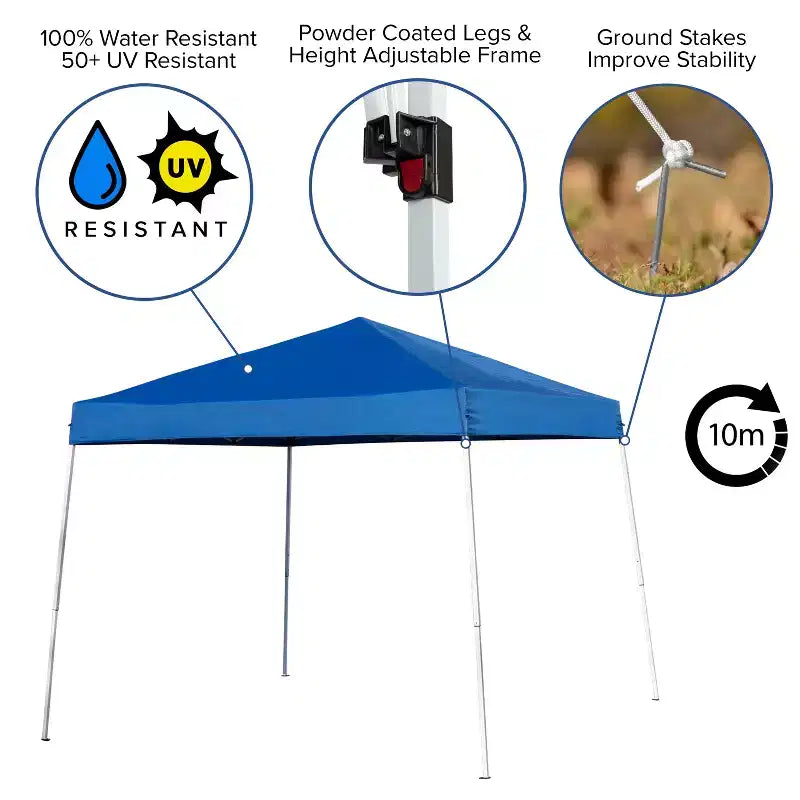 Flash Furniture Portable Tailgate/Event Tent Set - 8'x8' Pop Up Canopy Tent, 6-Foot Bi-Fold Table, Set of 4 Folding Chairs