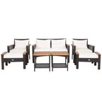 Costway 7PCS Patio Rattan Furniture Set Cushioned Loveseat Sofa Ottoman Table