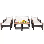 Costway 7PCS Patio Rattan Furniture Set Cushioned Loveseat Sofa Ottoman Table