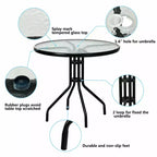 Costway 3PCS Patio Bistro Furniture Set Rocking Glider Chair Glass Table