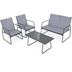 Costway 4-Piece Metal Patio Furniture Chat Set Outdoor Conversation Table Garden
